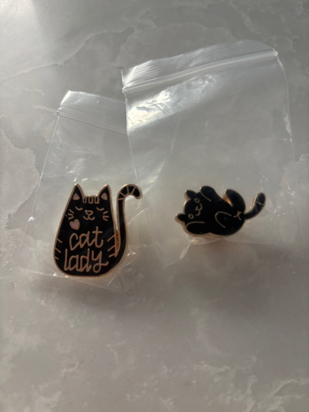 Cat Lady Black Enamel Cat Pins